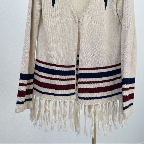 XXI Boho Aztec  Vintage Fringe Sweater Cardigan Jacket S - Picture 2 of 7